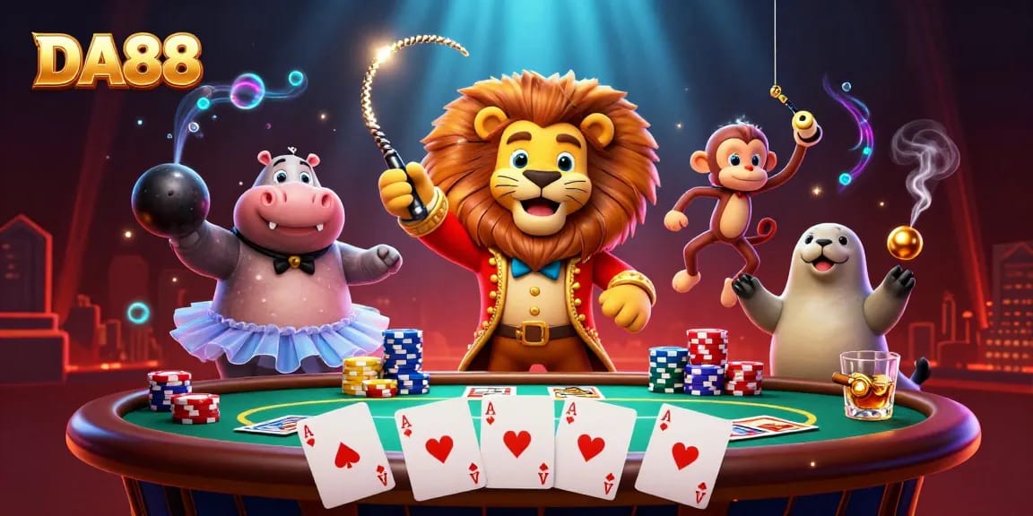 Experience DA88's thrilling atmosphere with vibrant characters and dynamic poker gameplay.