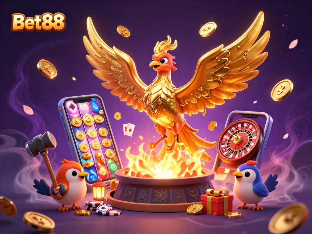 Bet88's vibrant gaming atmosphere comes alive, showcasing casino excitement and thrilling wins.