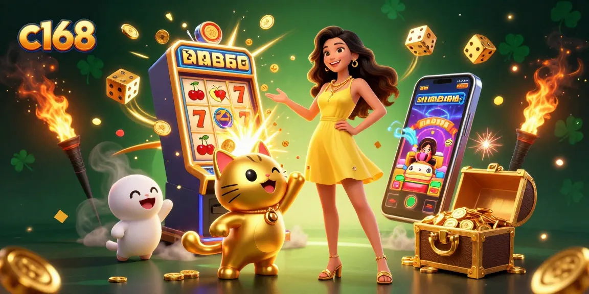 C168 casino games come to life with joyful interaction and jackpot excitement in a vibrant 3D scene.