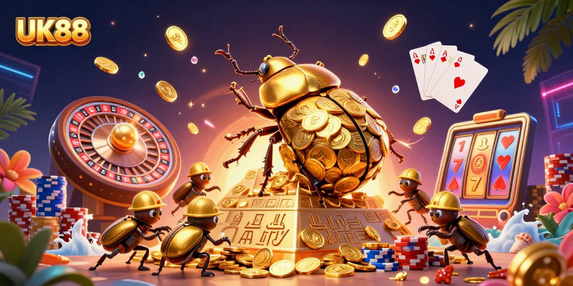 Spin and win with UK88 at an exciting casino pyramid adventure with dazzling gold coins!