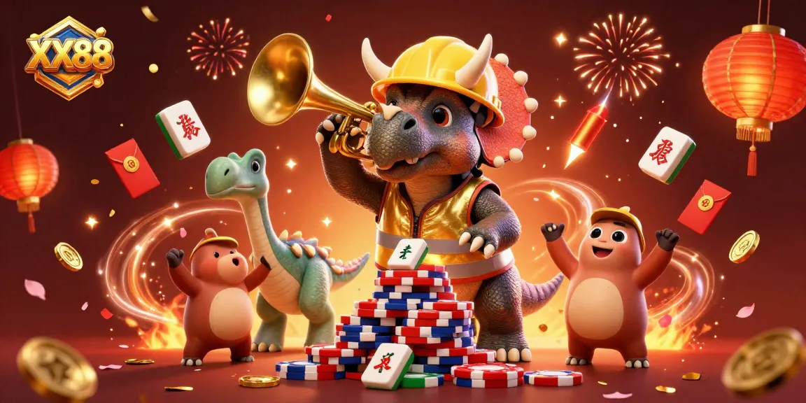 Celebrate gaming victories with XX88 in this vibrant 3D casino illustration!