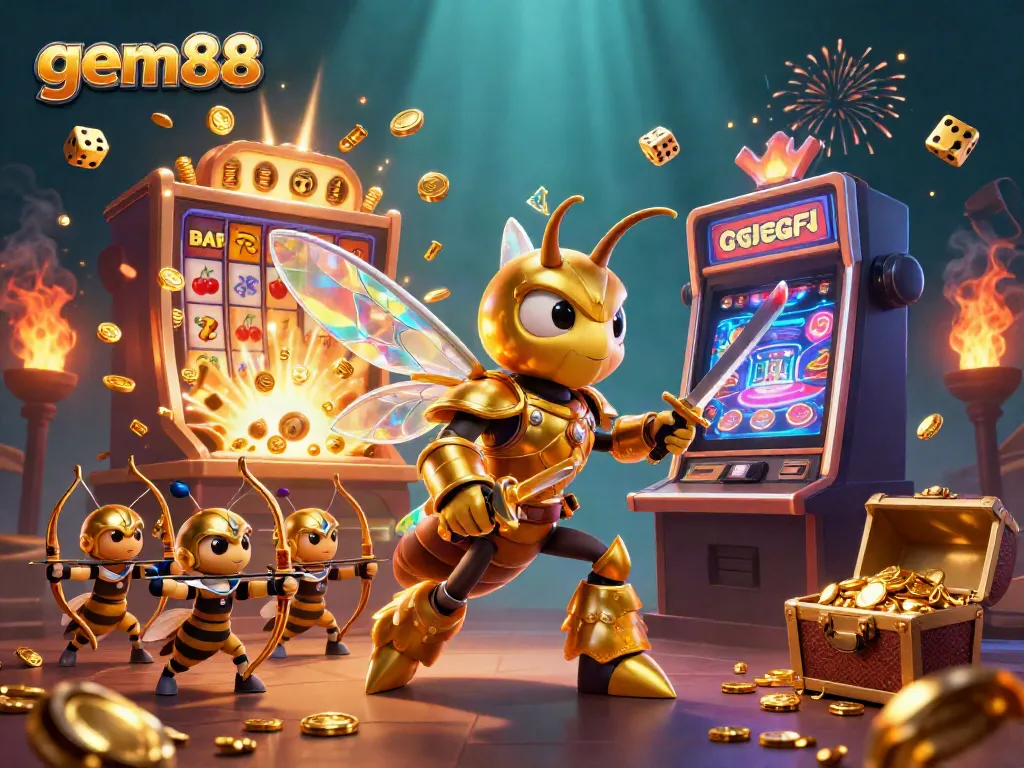Experience the exciting jackpot at gem88 with a vibrant 3D casino scene full of games and prizes.