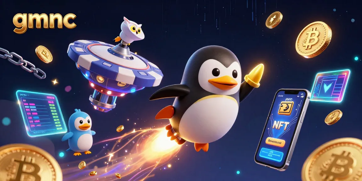 Spin the reels with gmnc while a golden penguin navigates a cosmic casino