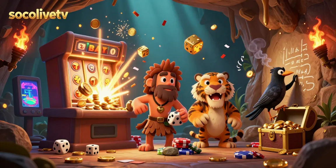 Experience the excitement of socolivetv’s prehistoric casino with vibrant gaming elements and engaging characters.