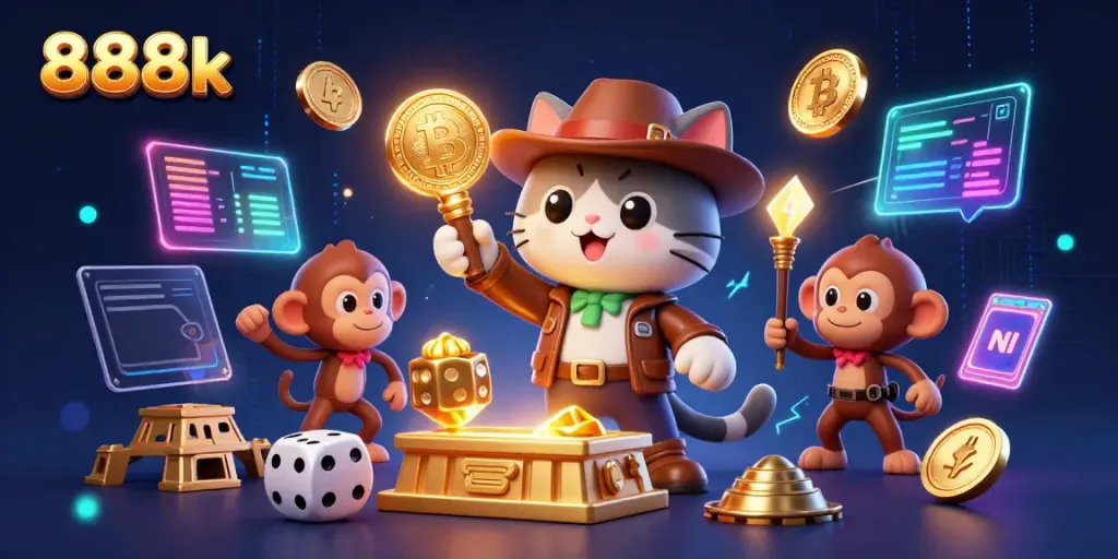 Engage in thrilling adventures with 888k as you discover ancient casino artifacts in a dynamic temple scene.