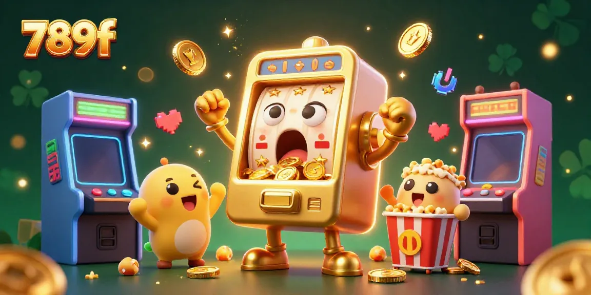 Experience exciting jackpots with 789f's colorful casino scene featuring animated slot machines.