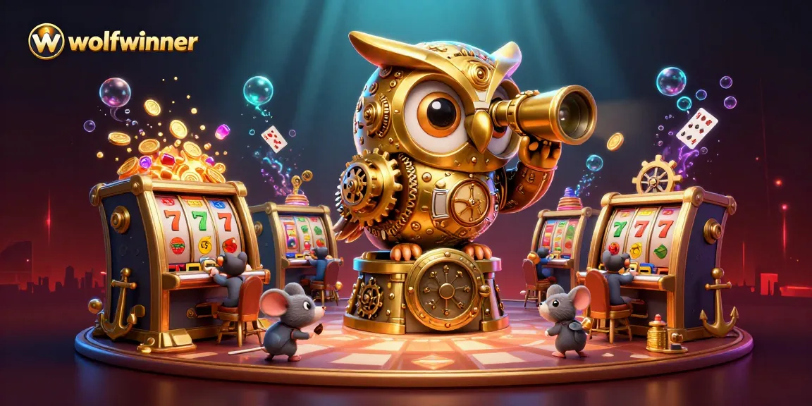 wolfwinner captivates players with a thrilling 3D casino illustration featuring an owl and slot machines.