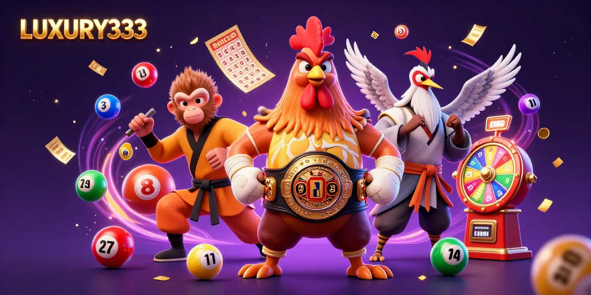 Bermain di LUXURY333 sambil menikmati keberuntungan dengan bola lotere berwarna-warni dan dikelilingi suasana kasino yang meriah.