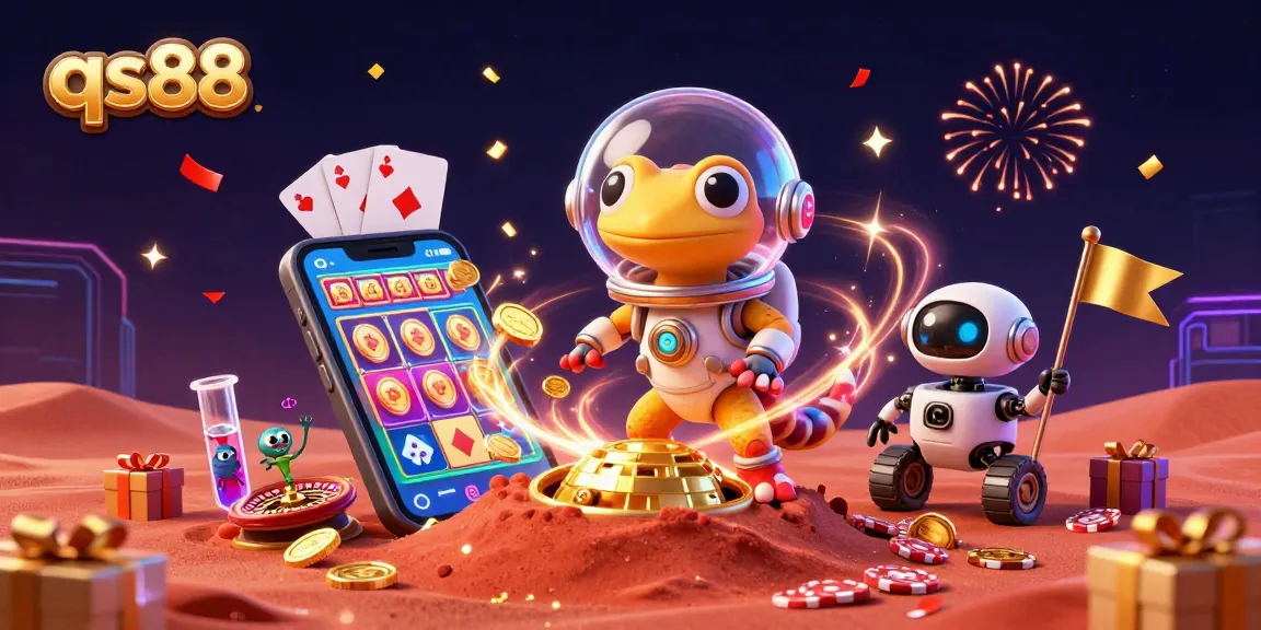 Experience qs88's vibrant casino adventure with Martian gecko and dynamic slot game elements