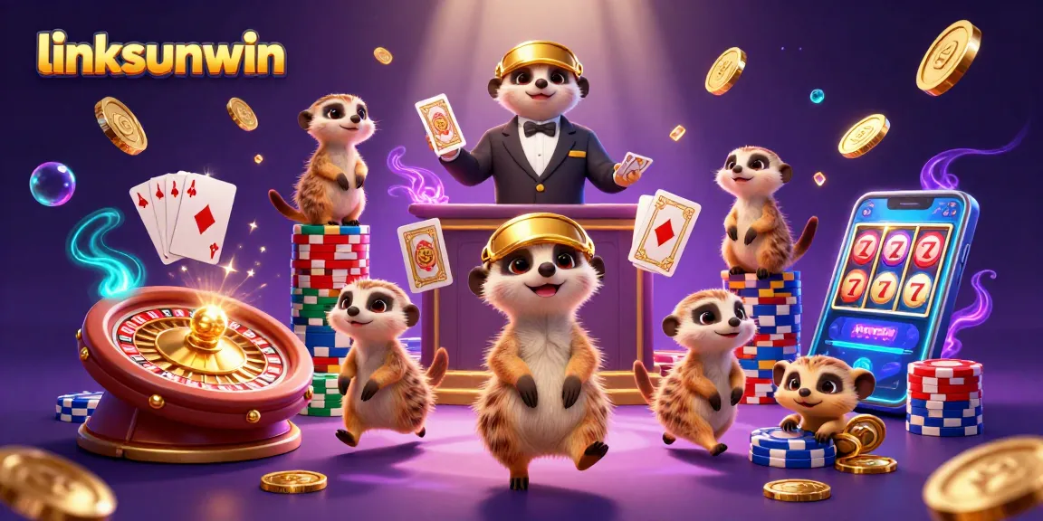 Experience thrilling gameplay at linksunwin with meerkats leading a vibrant casino scene.